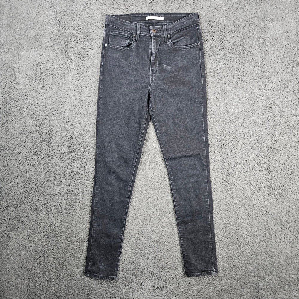 Levis 721 High Rise Skinny Jeans Womens 28‎ Black Faded Denim